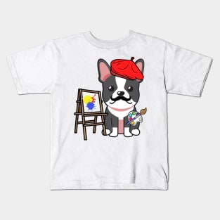 Funny french bulldog is a painter Kids T-Shirt